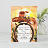 Invitation Baby shower Boho Cute Custom Cowboy (Debout devant)