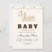 Invitation Baby shower Boho de lapin mignon (Devant)