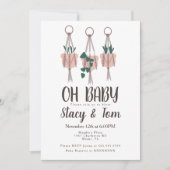 Invitation Baby shower Boho de Plante de Macrame (Devant)