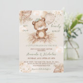 Invitation Baby shower Boho de Teddy Bear (Debout devant)