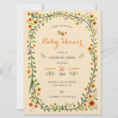 Invitation Baby shower Boho de tournesol floral peint à la ma (Devant)