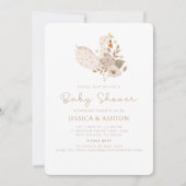 Invitation Baby shower Boho - Design cygne et flor (Devant)