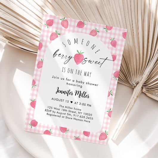 Invitation Baby shower Boho doux aux fraises Berry