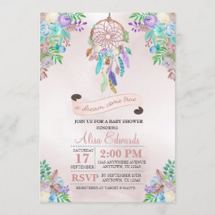 Invitation Baby shower Boho Dreamcatcher