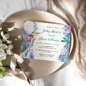 Invitation Baby shower Boho Dreamcatcher Hummingbird