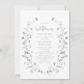 Invitation Baby shower Boho Dusty Blue Little Fleur sauvage (Devant)