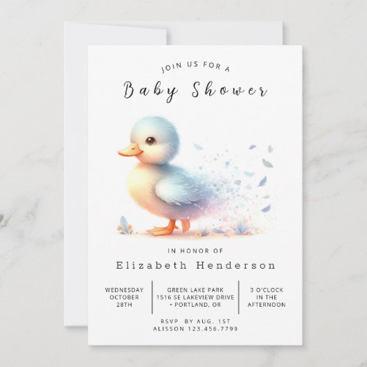 Invitation Baby shower Boho Editable Duck (Devant)