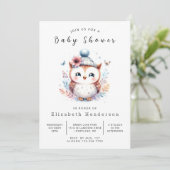 Invitation Baby shower Boho Editable Owl (Debout devant)