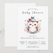 Invitation Baby shower Boho Editable Owl (Devant / Derrière)