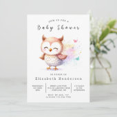 Invitation Baby shower Boho Elegant Owl (Debout devant)