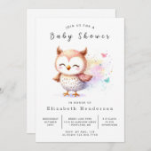 Invitation Baby shower Boho Elegant Owl (Devant / Derrière)