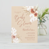 Invitation Baby shower Boho en herbe Pampas Tonique Terre (Debout devant)