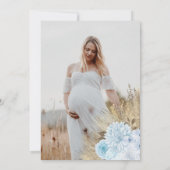 Invitation Baby shower Boho en laiton bleu Pampas Photo (Dos)