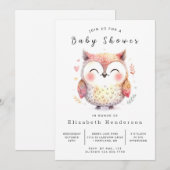 Invitation Baby shower Boho Enchanted Owl (Devant / Derrière)