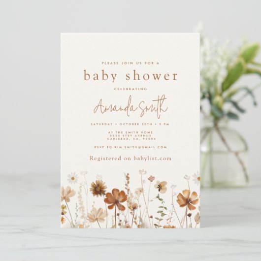 Invitation Baby shower Boho Fall (Debout devant)