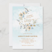 Invitation Baby shower Boho Fleur sauvage bleu (Devant)