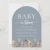 Invitation Baby shower Boho Fleur sauvage Dusty Blue Arch (Devant)