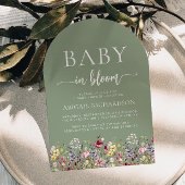 Invitation Baby shower Boho Fleur sauvage Sage Green Arch