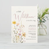 Invitation Baby shower Boho Fleur sauvage Watercolor (Debout devant)