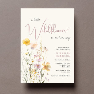Invitation Baby shower Boho Fleur sauvage Watercolor