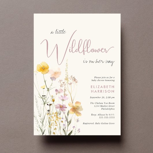 Invitation Baby shower Boho Fleur sauvage Watercolor