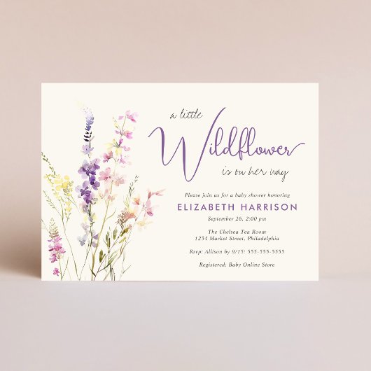 Invitation Baby shower Boho Fleur sauvage Watercolor