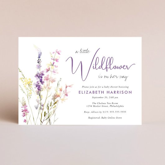 Invitation Baby shower Boho Fleur sauvage Watercolor
