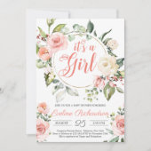 Invitation Baby shower boho fleuri (Devant)