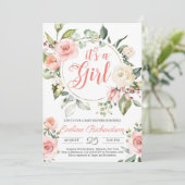 Invitation Baby shower boho fleuri (Debout devant)