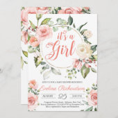 Invitation Baby shower boho fleuri (Devant / Derrière)