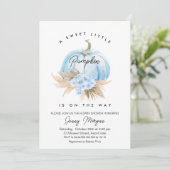 Invitation Baby shower Boho Floral Boys Citrouille bleu (Debout devant)
