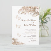 Invitation Baby shower Boho Floral Butterfly Kisses (Debout devant)