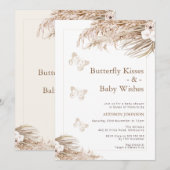 Invitation Baby shower Boho Floral Butterfly Kisses (Devant / Derrière)