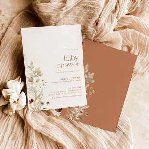 Invitation Baby shower Boho   Floral d'automne mod