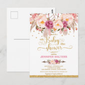 Invitation Baby shower Boho Floral Dream Catcher (Devant / Derrière)