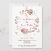 Invitation Baby shower Boho Floral Wreath Butterfly Kisses (Devant)