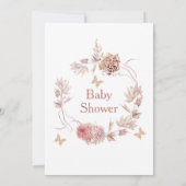 Invitation Baby shower Boho Floral Wreath Butterfly Kisses (Dos)