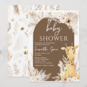 Invitation Baby shower Boho Giraffe (Devant / Derrière)