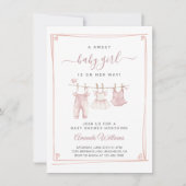Invitation Baby shower Boho Girl Clothesline (Devant)