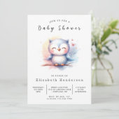 Invitation Baby shower Boho Graceful Owl (Debout devant)
