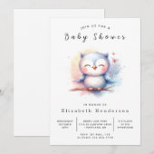 Invitation Baby shower Boho Graceful Owl (Devant / Derrière)