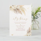 Invitation Baby shower Boho Grass Pampas Twin Neutre Genre (Debout devant)