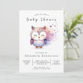 Invitation Baby shower Boho Happy Owl (Debout devant)