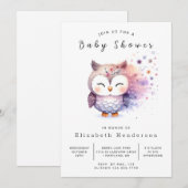 Invitation Baby shower Boho Happy Owl (Devant / Derrière)