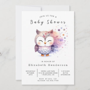 Invitation Baby shower Boho Happy Owl