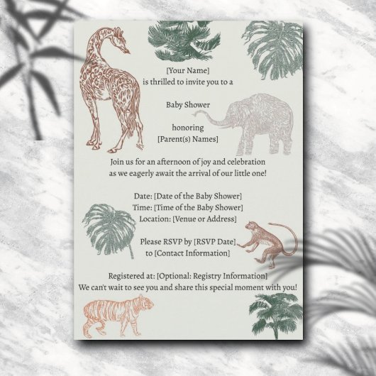 Invitation Baby shower Boho Jungle Safari