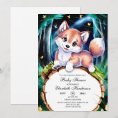 Invitation Baby shower Boho Magic Wolf (Devant / Derrière)