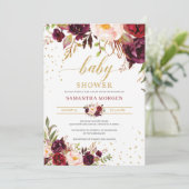 Invitation Baby shower boho marsala rose (Debout devant)