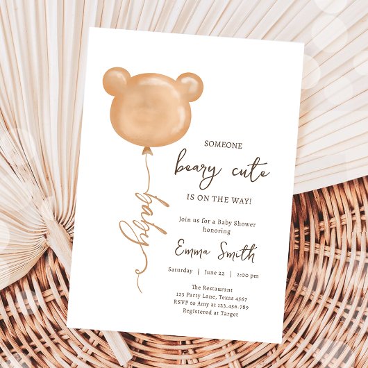 Invitation Baby shower Boho mignon de la béaire de l'ours en