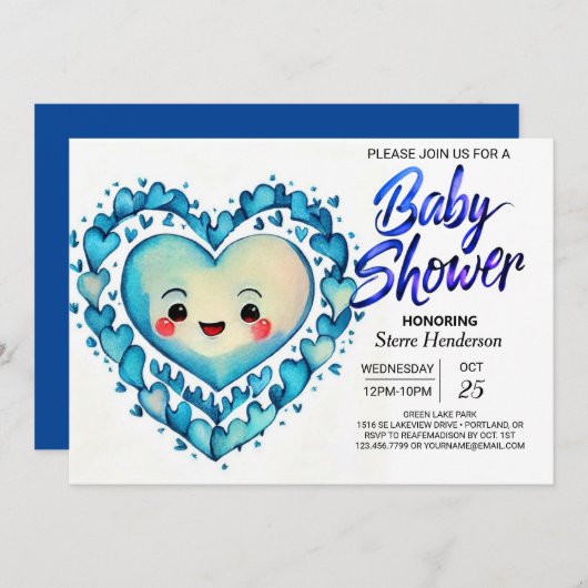 Invitation Baby shower Boho mignon et Sweet Boy (Devant / Derrière)